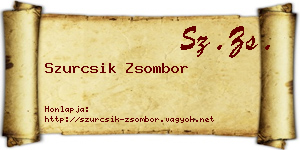 Szurcsik Zsombor névjegykártya